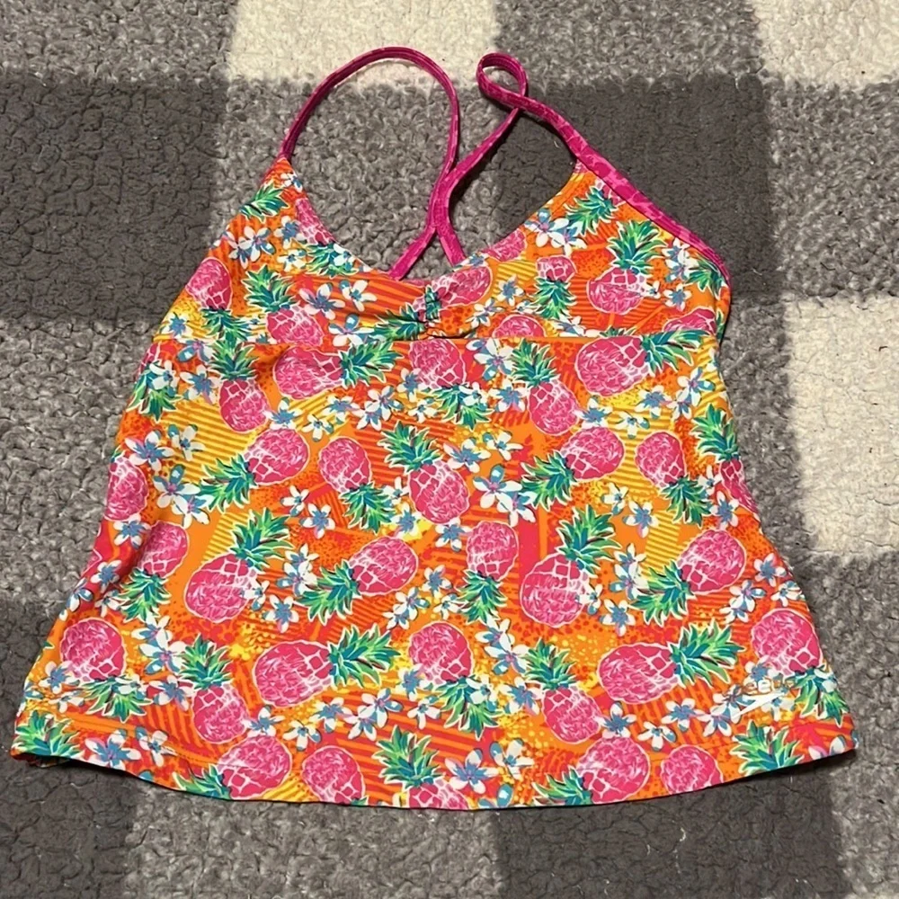 Speedo Size 16 Sporty Splice Pink Tropical Tankini Bikini